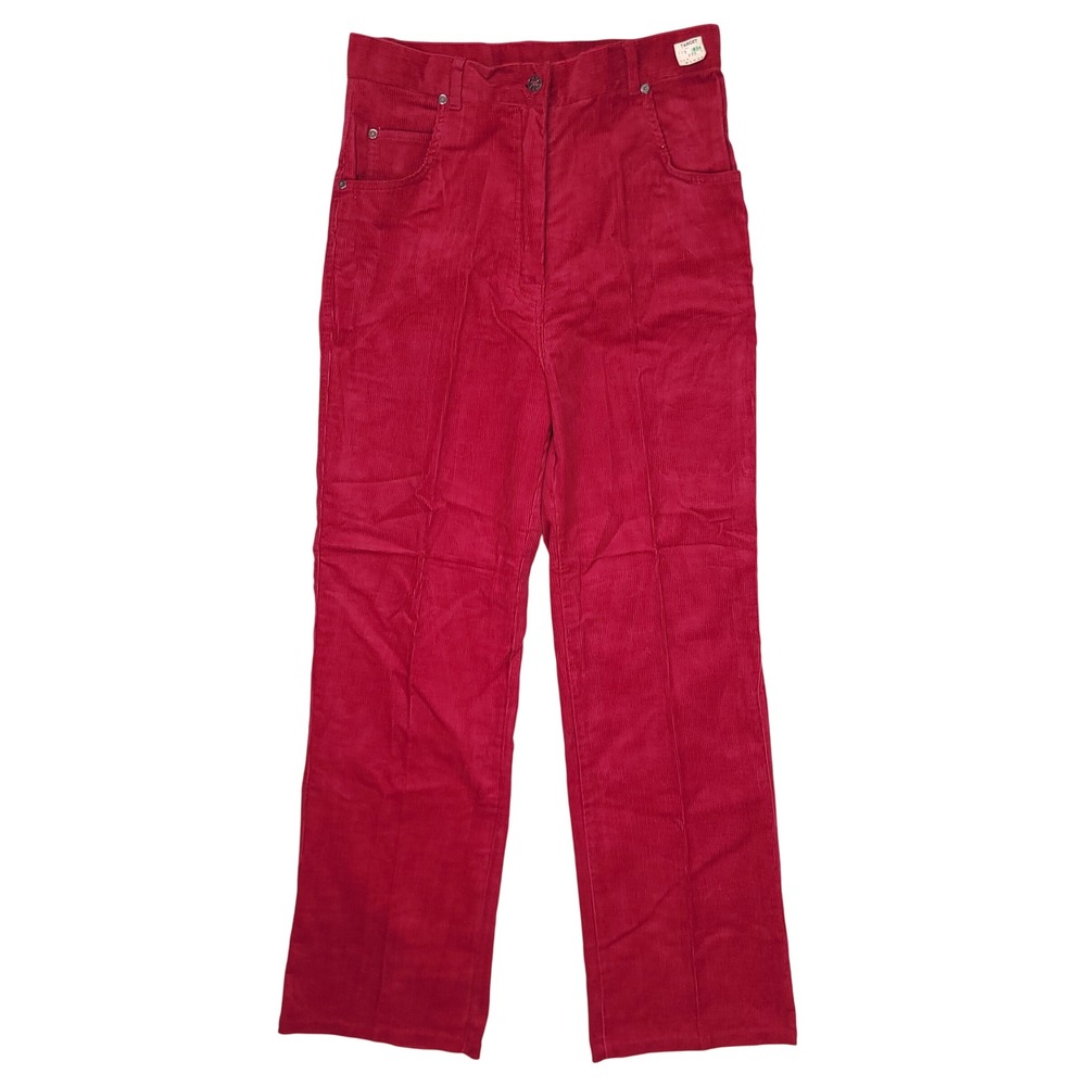 Vintage Red High Waisted Corduroy Pants Straight Leg Trousers Size 13, 29x29